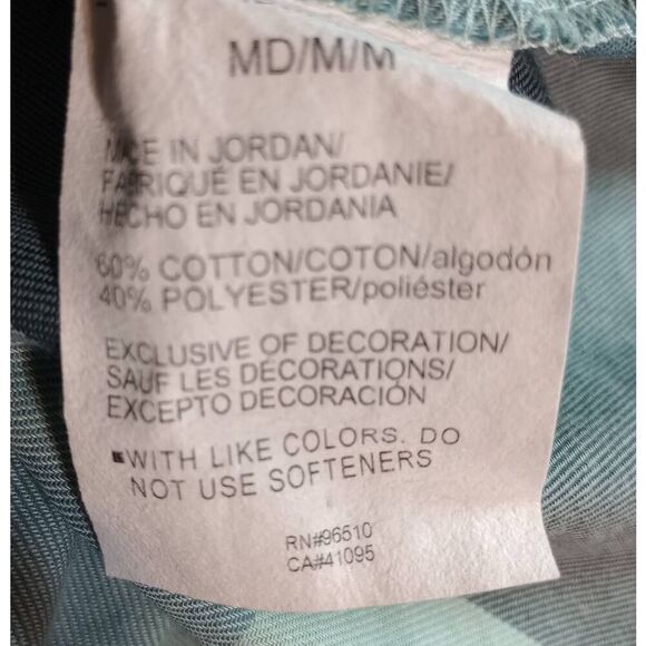 Under Armour Shirt Ladies Medium Teal Plaid Button Front Long Sleeve Flannel Gor - Picture 8 of 9